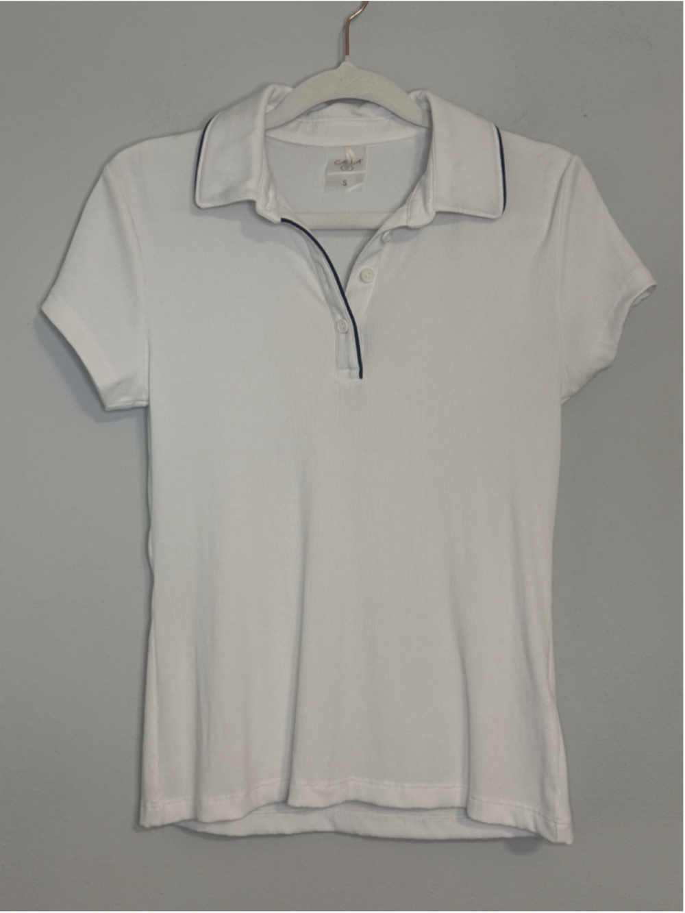 Women's CALIA Short Sleeve Polo Shirt White navy blue Size S